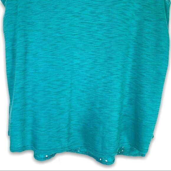 ANTHRO Eri+Ali Teal Eyelet Lace Back Tank Top - Picture 3 of 6